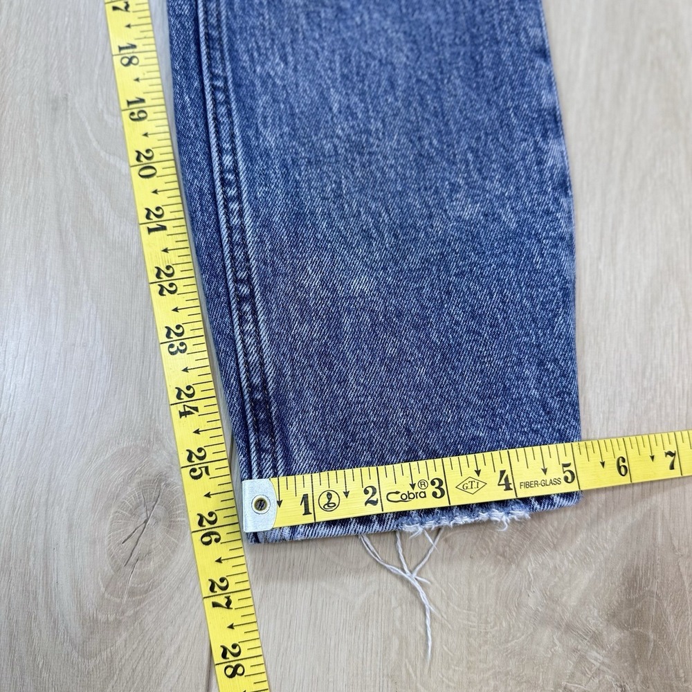 Abercrombie High Rise Mom Jeans Size 25 (24) Distressed Blue Denim Raw Hem Crop - Picture 8 of 8